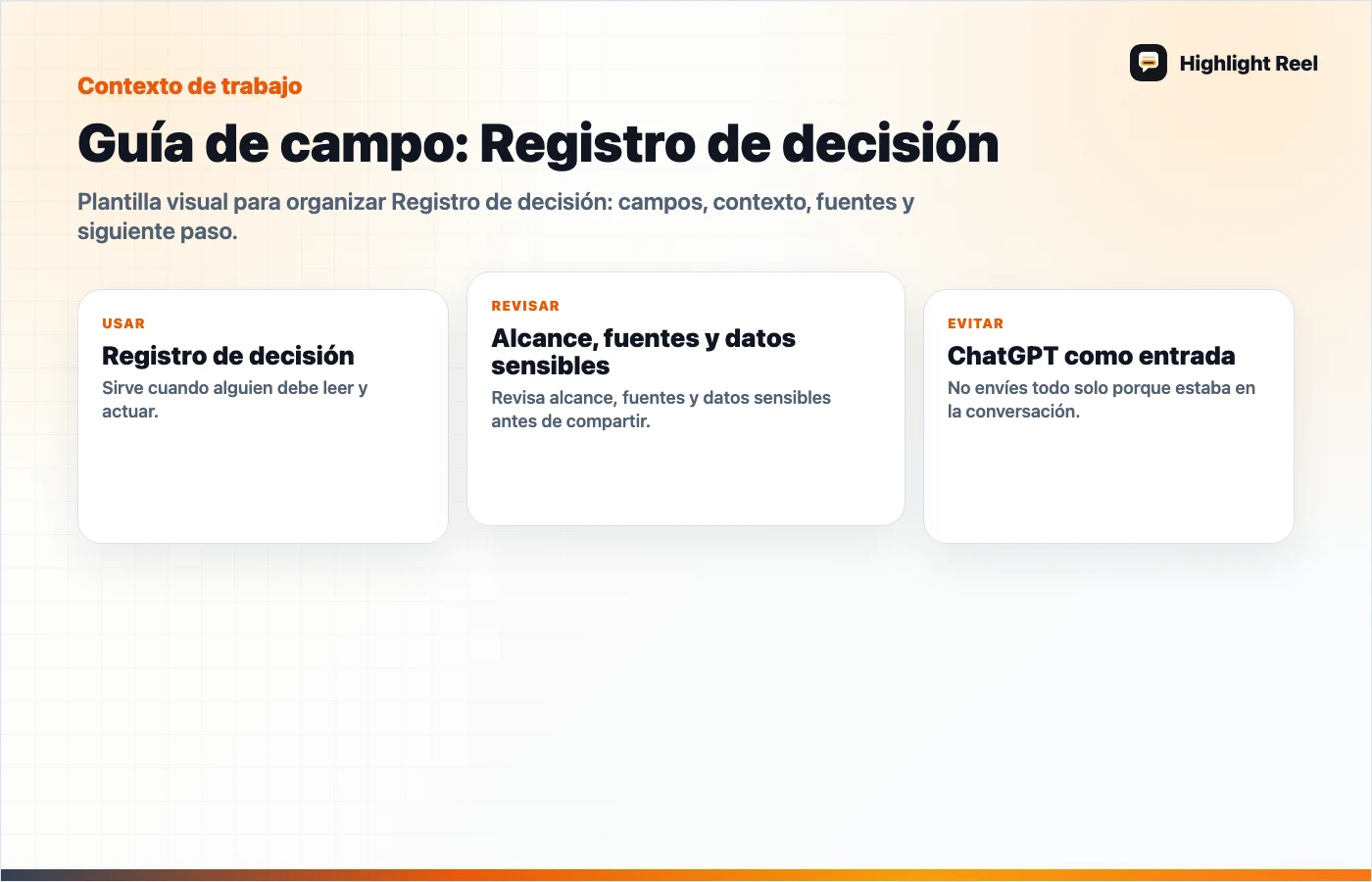 Gráfico editorial para Plantilla de registro de decisiones de IA para conversaciones de ChatGPT
