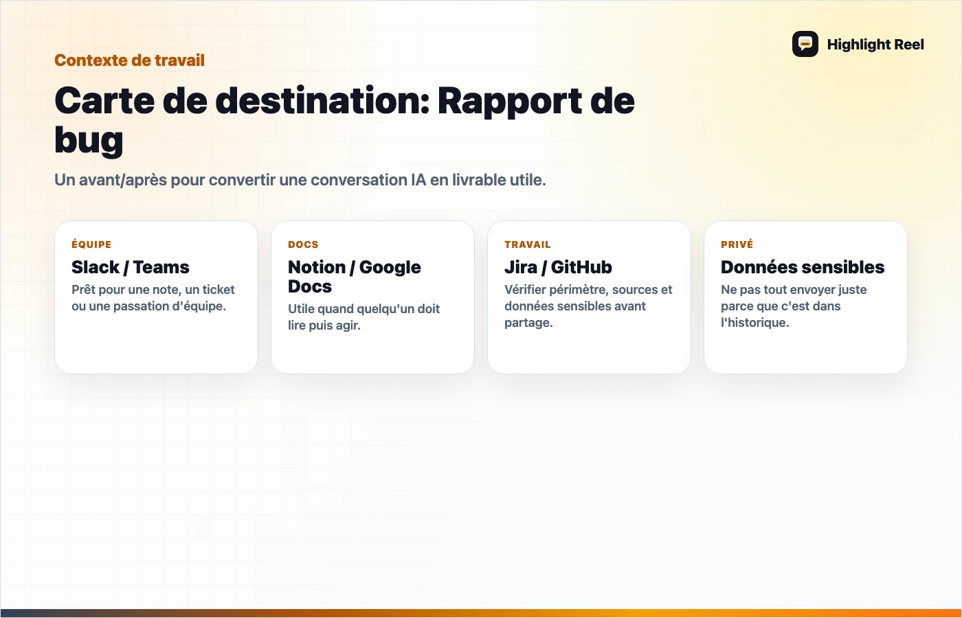 Visuel éditorial pour Transformer une session d’assistant de code en rapport de bug