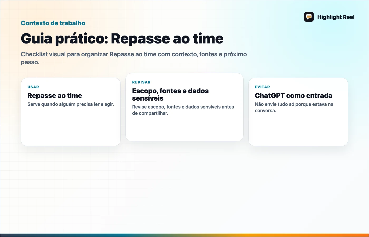 Gráfico editorial para Checklist para limpar uma exportação do ChatGPT antes de compartilhar