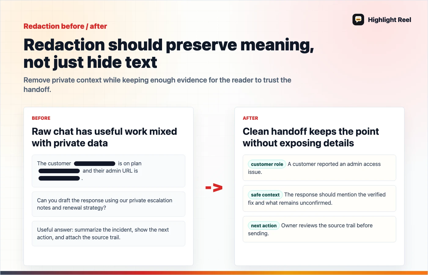 A workflow for removing sensitive data from AI chats before sharing them
